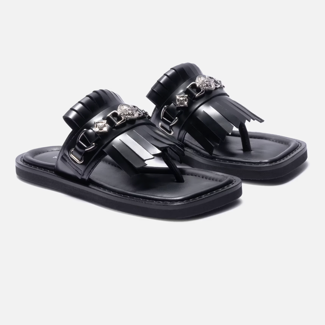 Toga Pulla Studded Black Leather Slippers