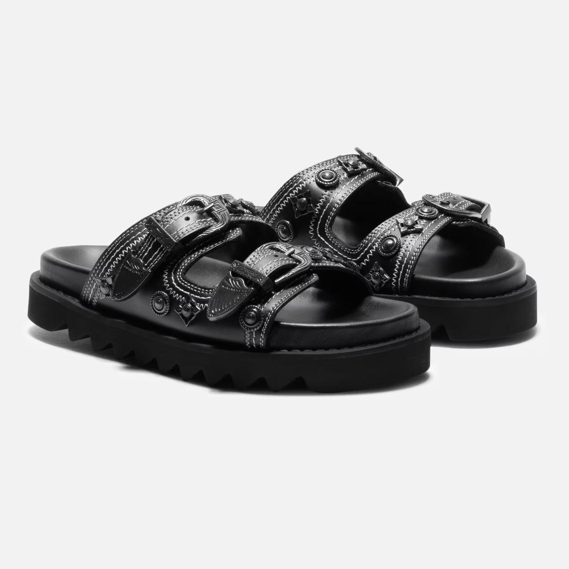 Toga Pulla Black Buckle Sandals