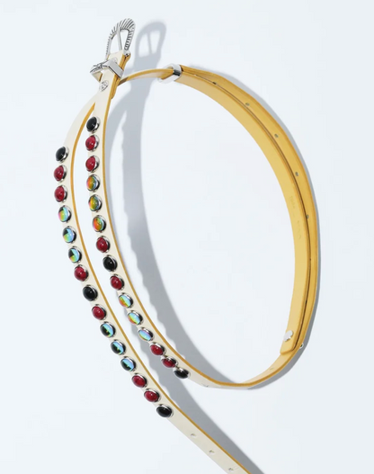 Toga Too Embellished Stone Leather Belt