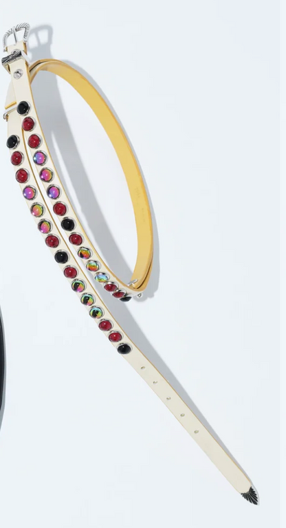 Toga Too Embellished Stone Leather Belt