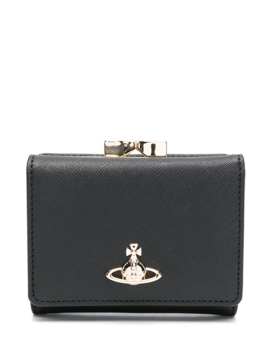 Vivienne Westwood Black/Gold Small Frame wallet