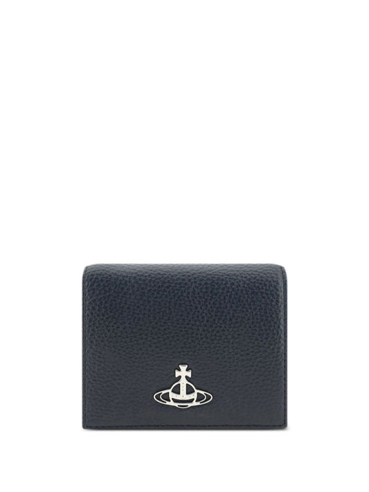 Vivienne Westwood Black Grain Leather Logo wallet