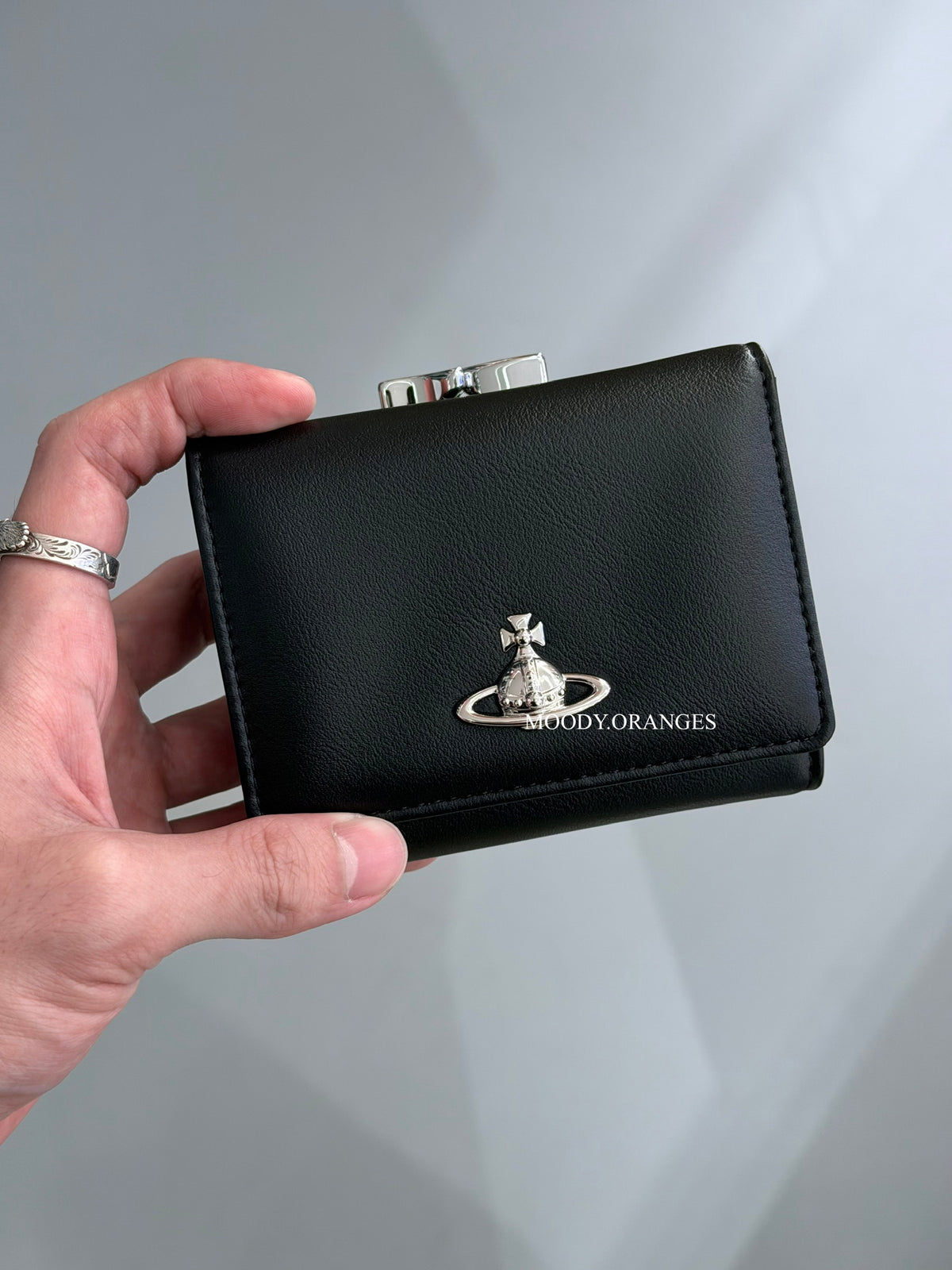 Vivienne Westwood Tri-fold Black Silver Wallet