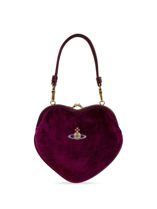 Vivienne Westwood Purple Velvet Belle Heart shoulder bag