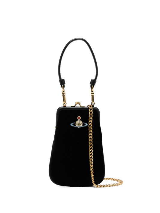 Vivienne Westwood Black Velvet Tessa cross body bag