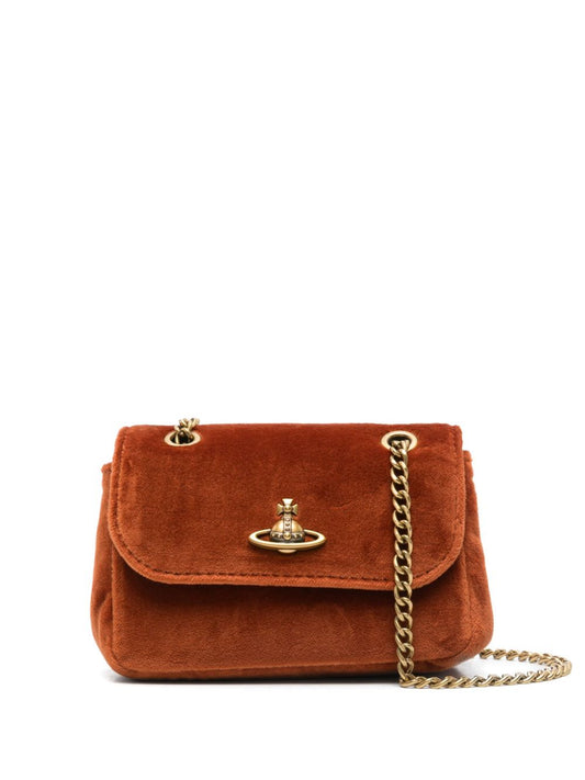 Vivienne Westwood Orange Velvet Shoulder Bag