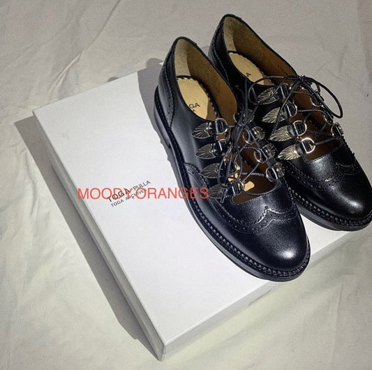 Toga Pulla Black Ghillie Oxfords - MOODY ORANGES