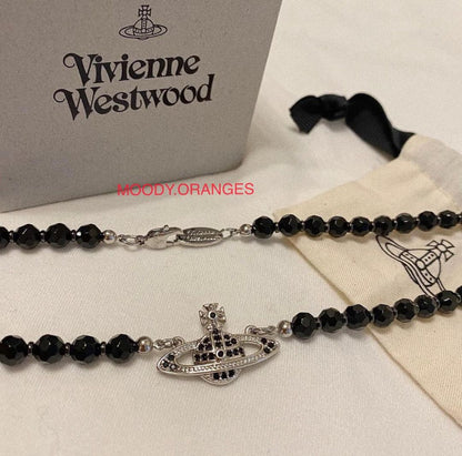 Vivienne Westwood Black Agate Necklace - MOODY ORANGES