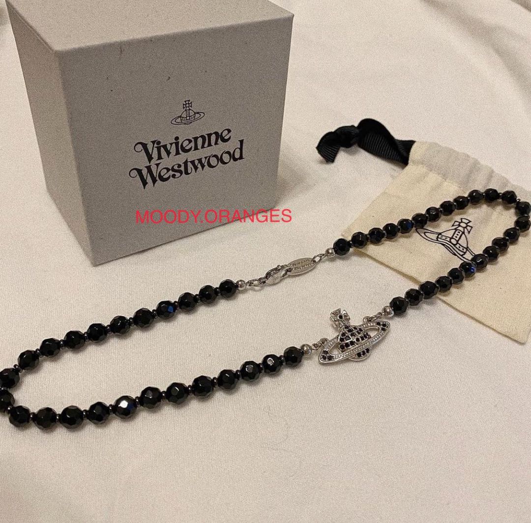 Vivienne Westwood Black Agate Necklace - MOODY ORANGES