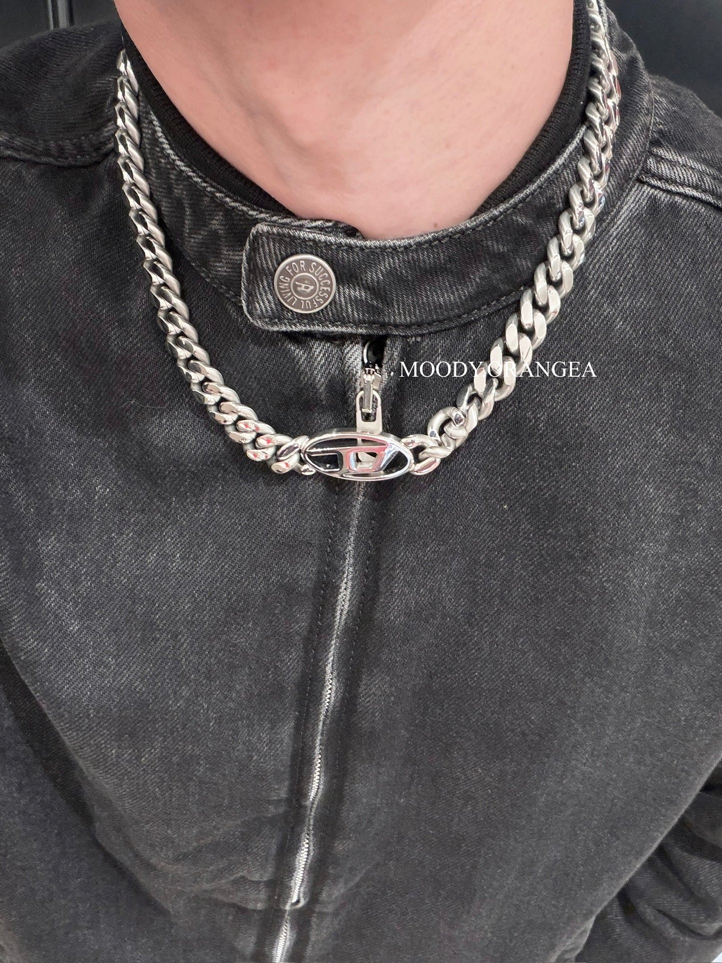 Diesel Oval D Logo Choker Necklace & Bracelet