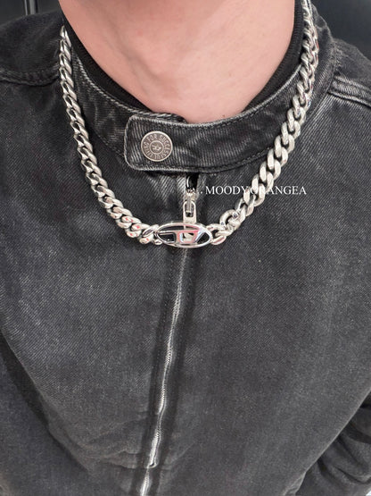 Diesel Oval D Logo Choker Necklace & Bracelet
