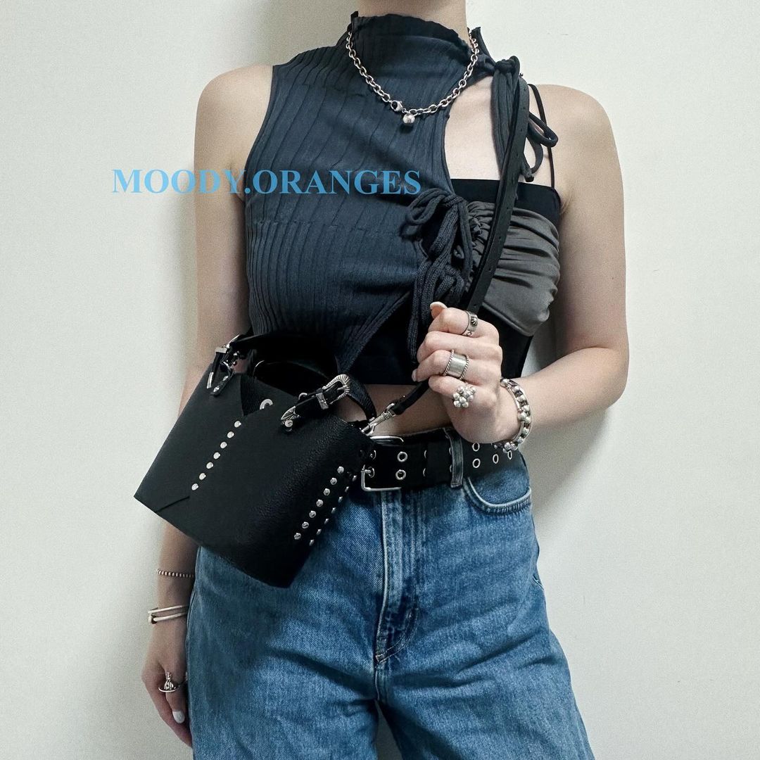 TOGA TOO Leather Tote Bag Mini - MOODY ORANGES