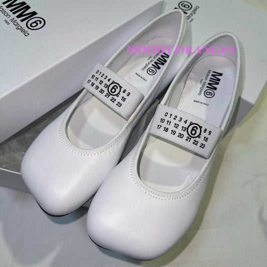 MM6 White Ballerinas - MOODY ORANGES