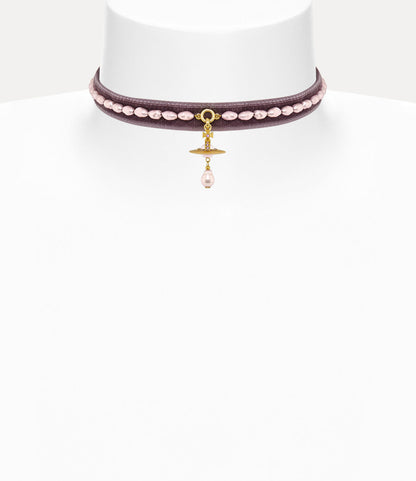Vivienne Westwood Aleksa Velvet Pearl Choker - MOODY ORANGES