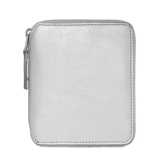 Comme des Garçons Wallet Silver leather zip-around wallet - MOODY ORANGES