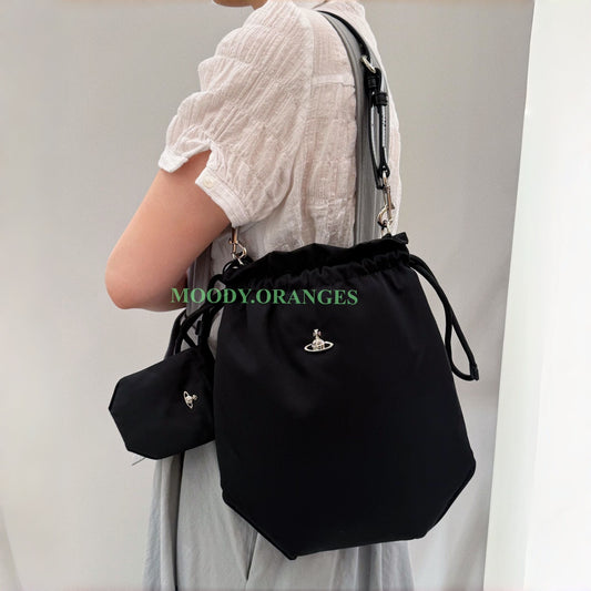 Vivienne Westwood Black Silver Logo Hobo Bag - MOODY ORANGES