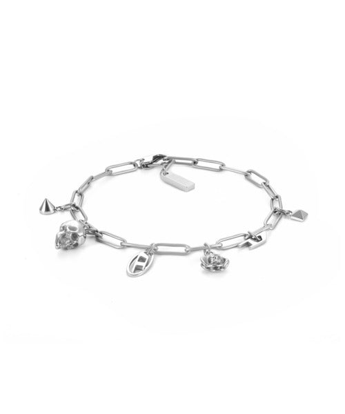 Diesel Stainless Steel Charm Necklace & Bracelet - Silver