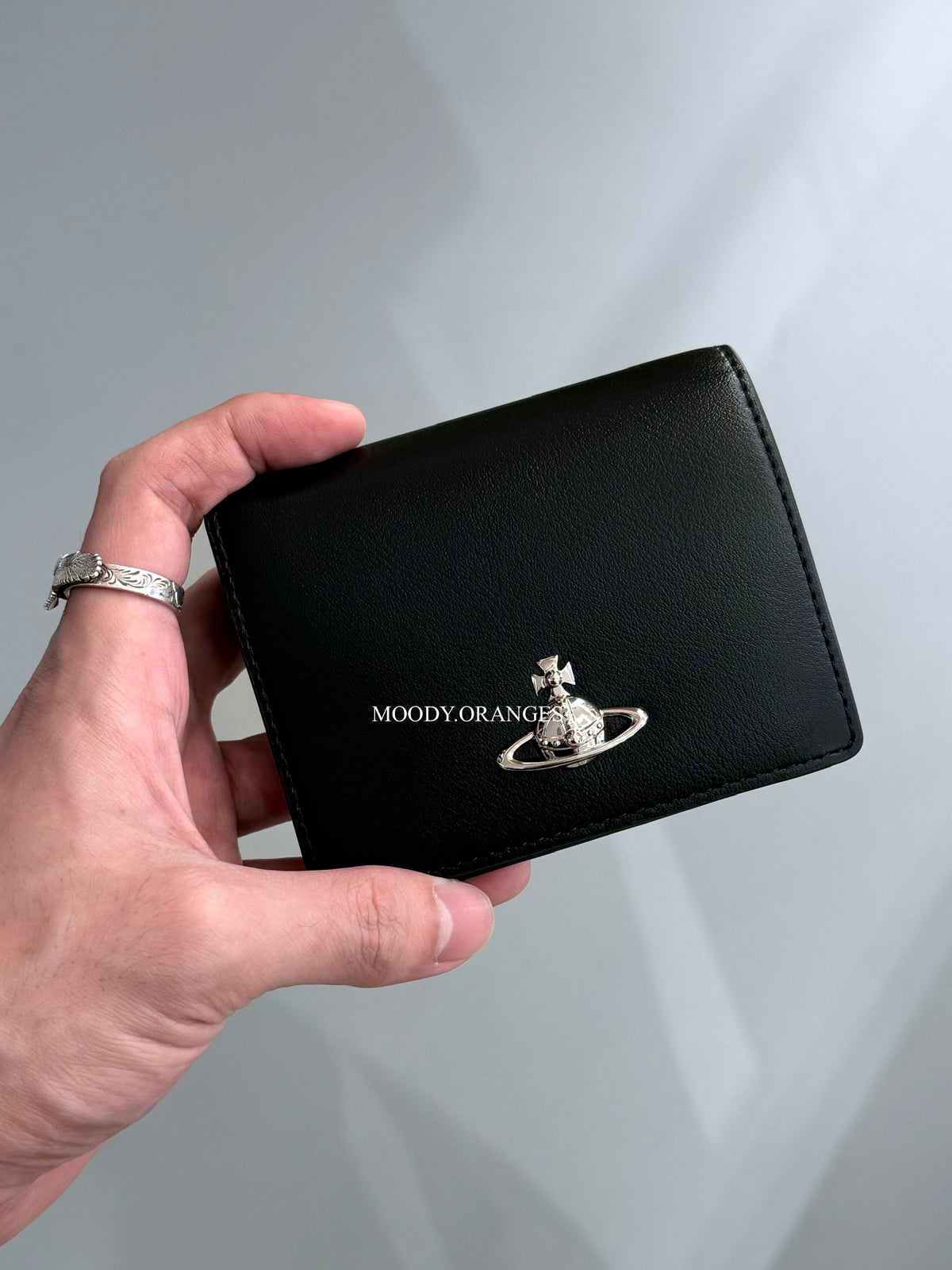 Vivienne Westwood Tri-fold Black Silver Wallet