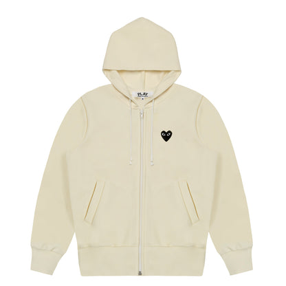 COMME des GARÇONS PLAY Logo Embroidered Zip-Up Jacket - White