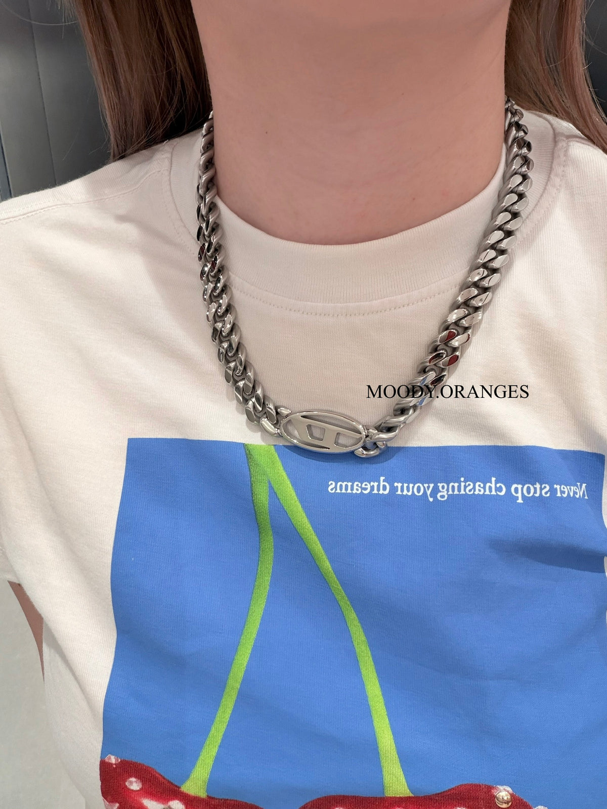 Diesel Oval D Logo Choker Necklace & Bracelet