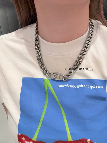 Diesel Oval D Logo Choker Necklace & Bracelet