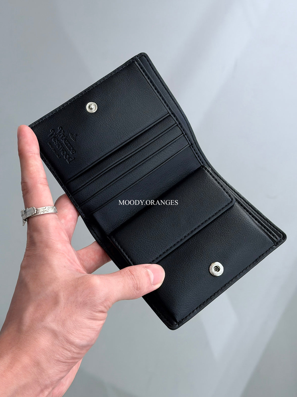 Vivienne Westwood Tri-fold Black Silver Wallet