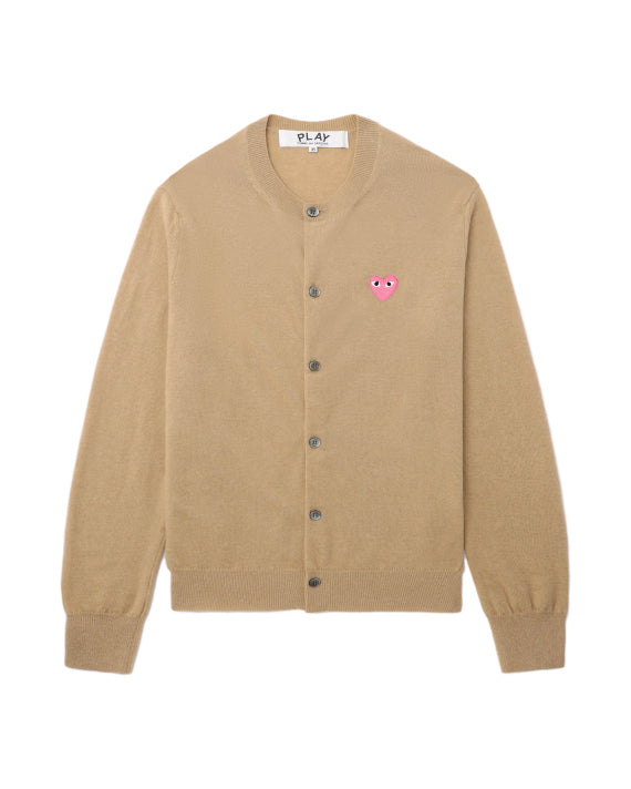 Pink Emblem Lambswool Round Neck Cardigan