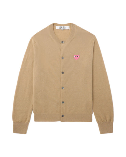 Pink Emblem Lambswool Round Neck Cardigan