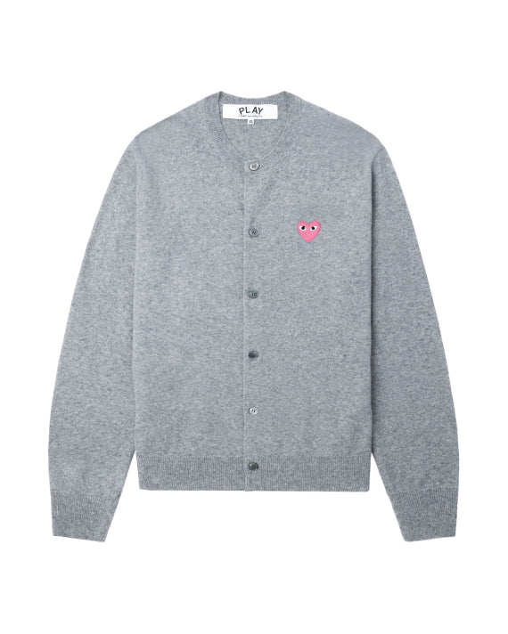 Pink Emblem Lambswool Round Neck Cardigan