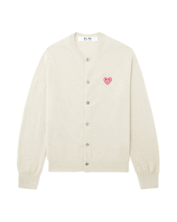 Pink Emblem Lambswool Round Neck Cardigan