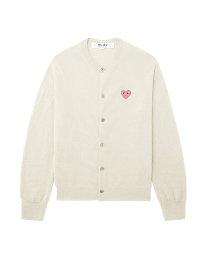 Pink Emblem Lambswool Round Neck Cardigan