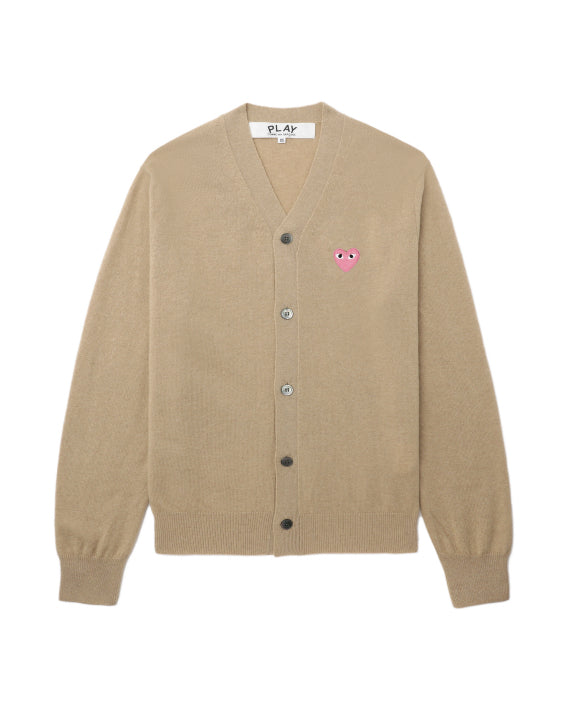 Pink Emblem Lambswool V Neck Cardigan
