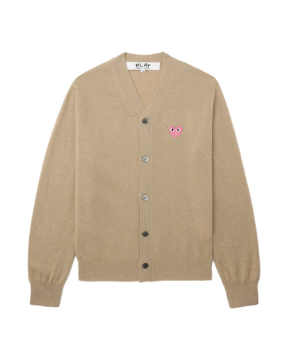 Pink Emblem Lambswool V Neck Cardigan