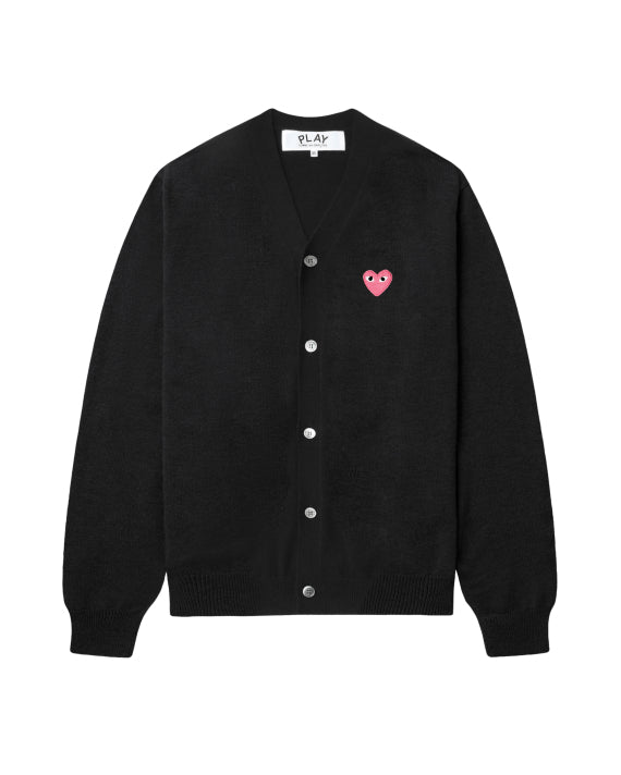 Pink Emblem Lambswool V Neck Cardigan