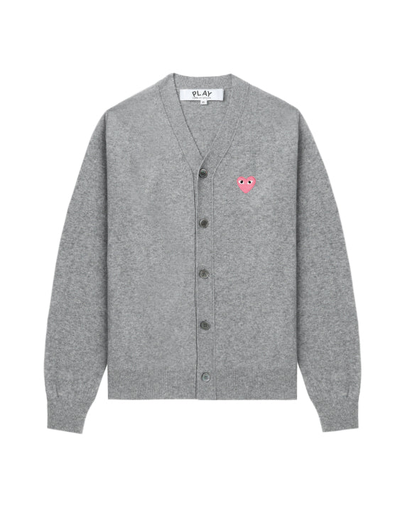 Pink Emblem Lambswool V Neck Cardigan