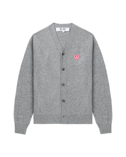 Pink Emblem Lambswool V Neck Cardigan