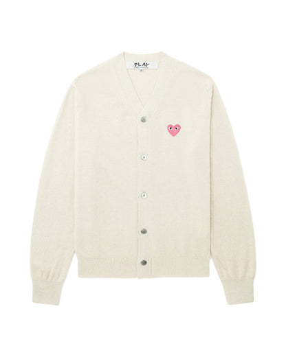 Pink Emblem Lambswool V Neck Cardigan
