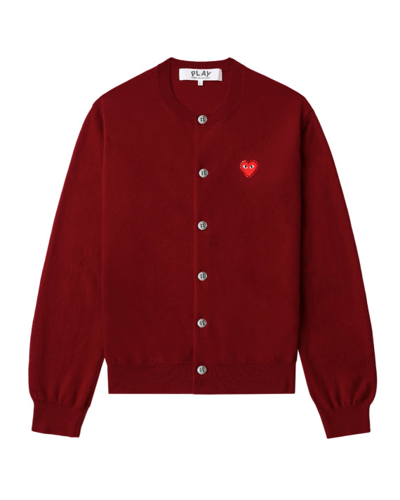 COMME des GARÇONS PLAY Rhinestone Logo Cardigan - Brick Red