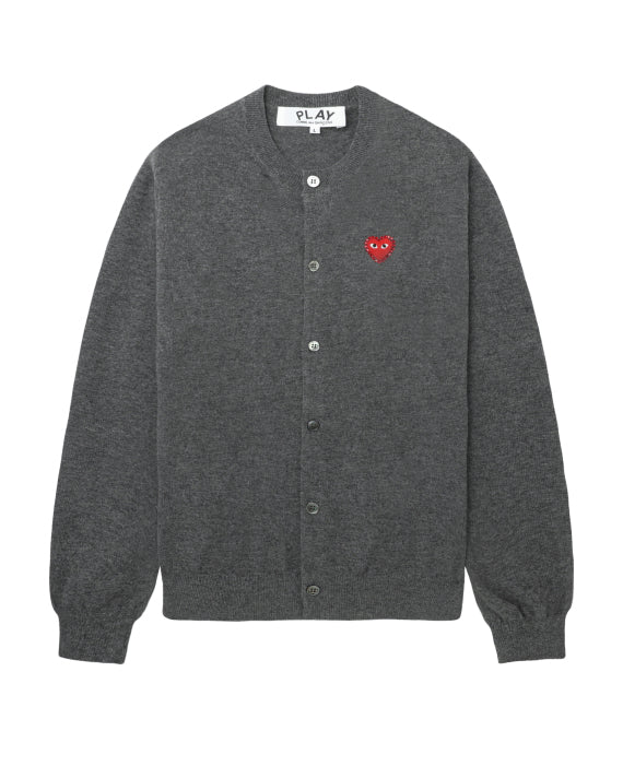 COMME des GARÇONS PLAY Rhinestone Logo Cardigan - Dark Grey