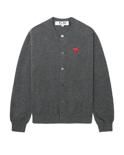 COMME des GARÇONS PLAY Rhinestone Logo Cardigan - Dark Grey
