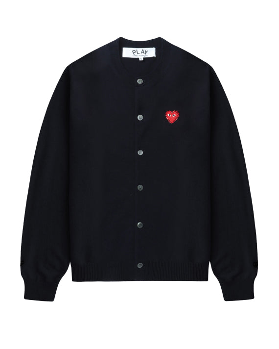COMME des GARÇONS PLAY Rhinestone Logo Cardigan - Navy Blue