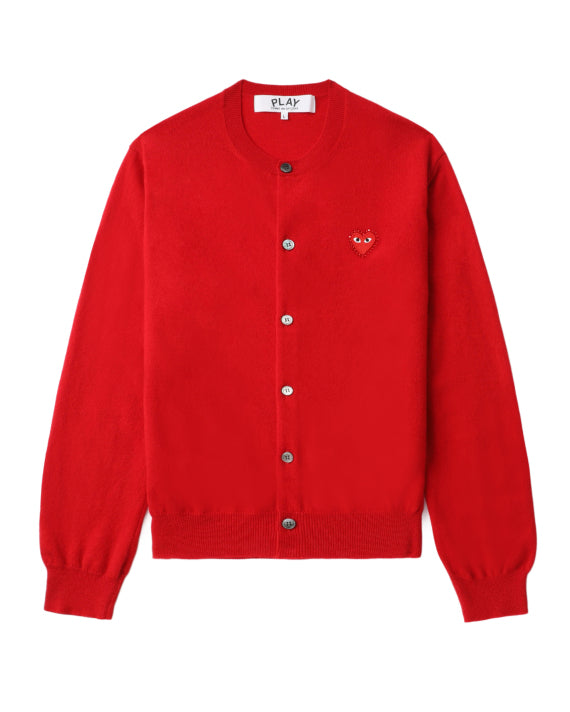 COMME des GARÇONS PLAY Rhinestone Logo Cardigan - Red