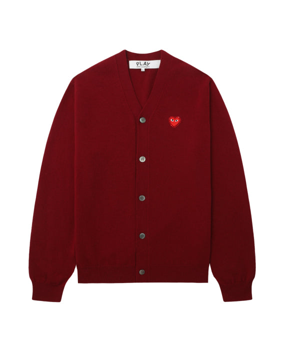 COMME des GARÇONS PLAY Rhinestone Logo Cardigan - Brick Red