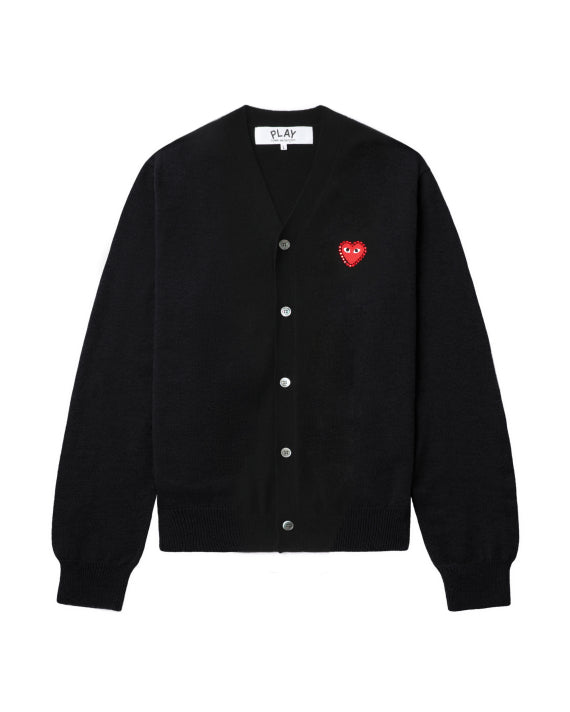COMME des GARÇONS PLAY Rhinestone Logo Cardigan - Black