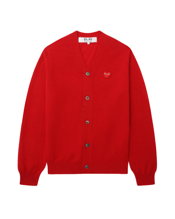 COMME des GARÇONS PLAY Rhinestone Logo Cardigan - Red