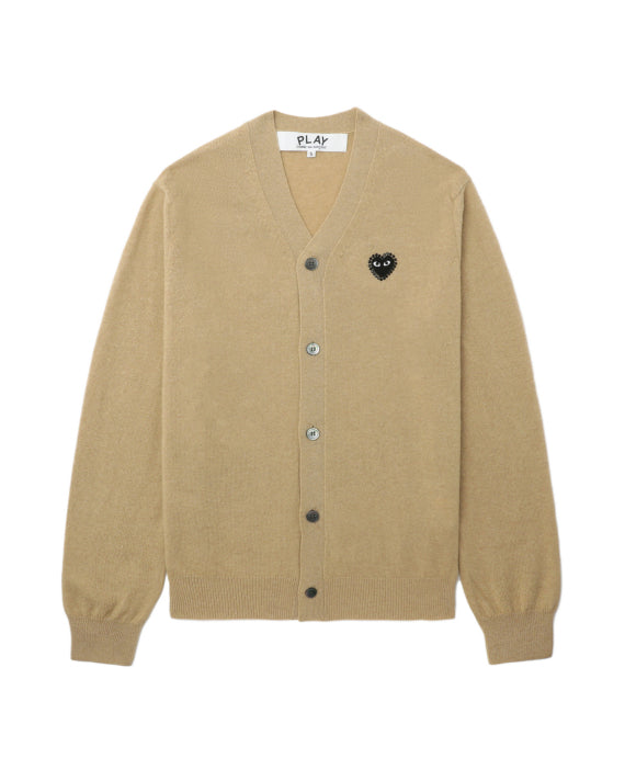 COMME des GARÇONS PLAY Rhinestone Logo Cardigan - Beige