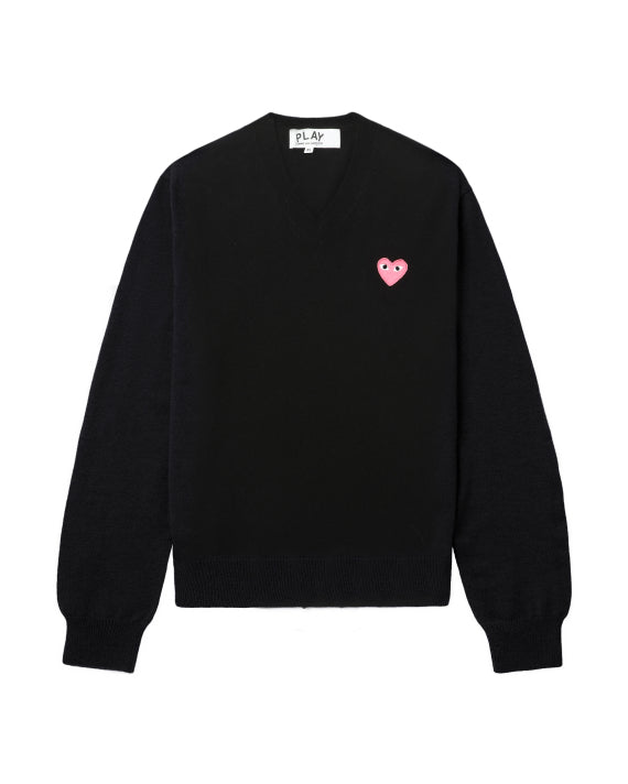 PLAY COMME des GARÇONS Pink emblem lambswool sweater - Black