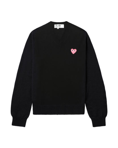 PLAY COMME des GARÇONS Pink emblem lambswool sweater - Black