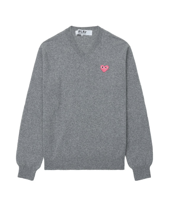 PLAY COMME des GARÇONS Pink emblem lambswool sweater - Grey