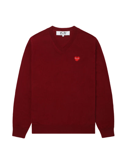 COMME des GARÇONS PLAY Rhinestone Logo Sweater - Brick Red